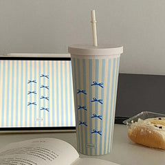 Butterfly Knot Style Collection: Insulated Cup Large Capacity Portable Straw Cold Insulation Portable Accompanying Coffee Cup