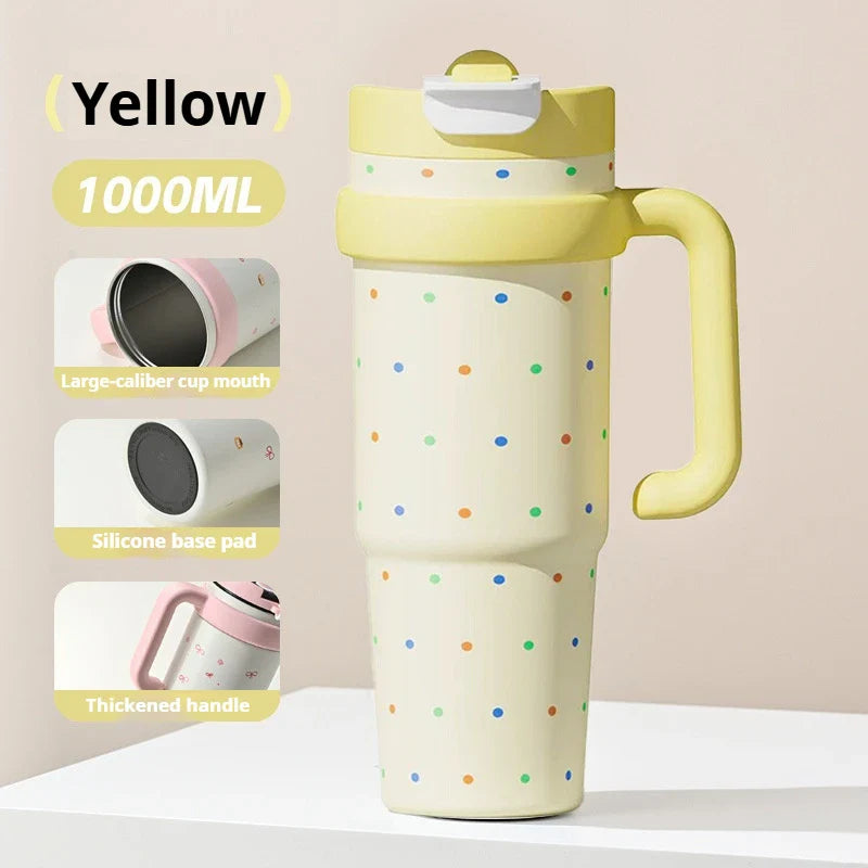 1200ml Large-Capacity Insulated Cup with a Antibacterial ceramic Inner Liner and an Attached Straw，car cup，water bottle