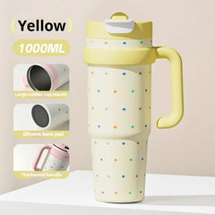 1200ml Large-Capacity Insulated Cup with a Antibacterial ceramic Inner Liner and an Attached Straw，car cup，water bottle