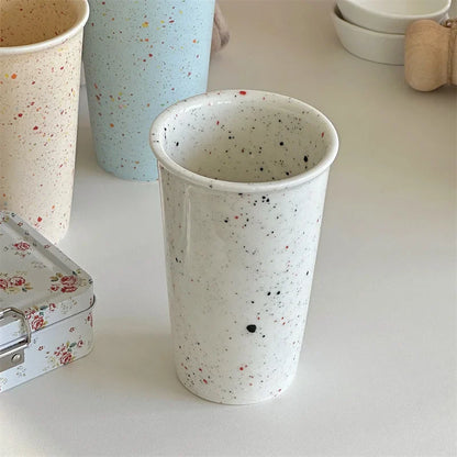 Minimally Contrasting Ink Dots Underglaze Ceramic Hand-held Coffee Cup Atmospheric Breakfast Water Cup