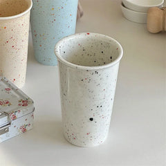 Minimally Contrasting Ink Dots Underglaze Ceramic Hand-held Coffee Cup Atmospheric Breakfast Water Cup