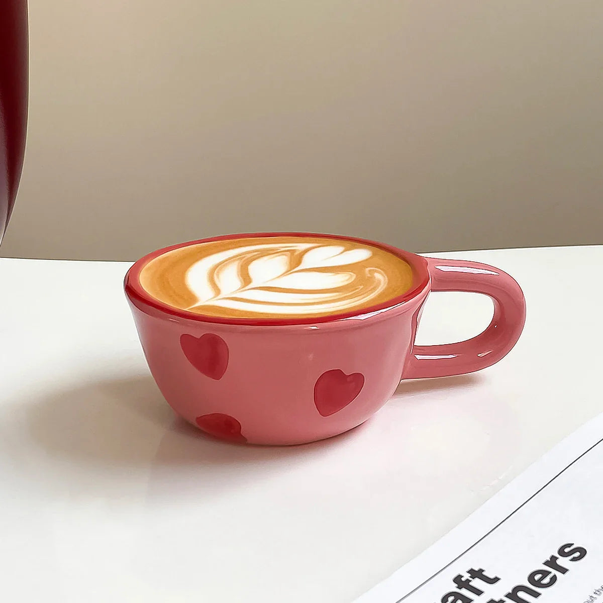 1Pc Love Ceramic Pair Cup, Creative Hand-Painted Ceramic Love Mug, Suitable for Home Decoration, Home Drinking Water, Couple Date, Candlelight Dinner, Latte Latte Cup, Valentine's Day Holiday Gift, Gift