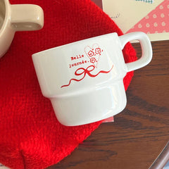 Original Homemade Christmas and New Year Gift Red Bow Ceramic Coffee Cup Mug