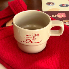 Original Homemade Christmas and New Year Gift Red Bow Ceramic Coffee Cup Mug