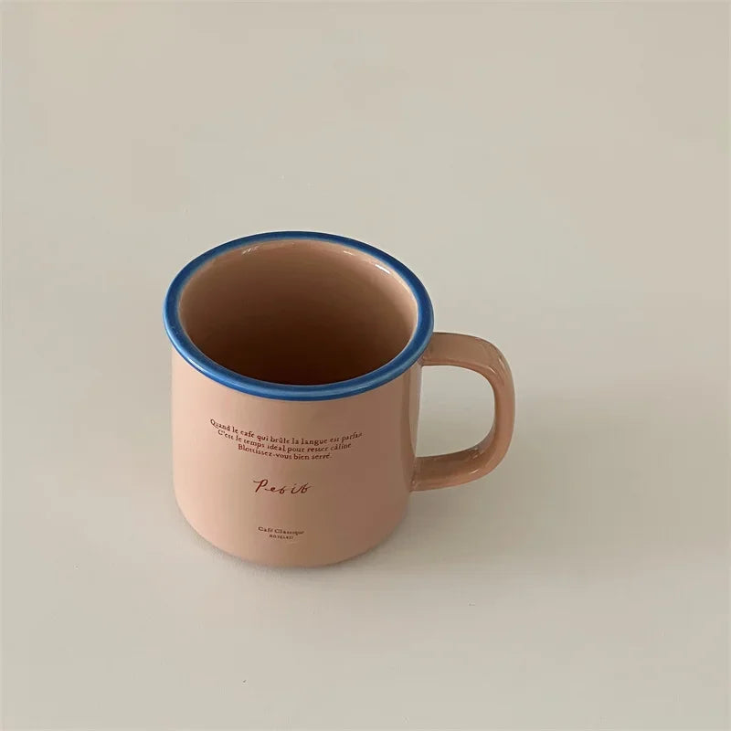 Korean Blogger's Contrasting Coffee Cup Breakfast Water Cup 300ml  Mugs Coffee Cups