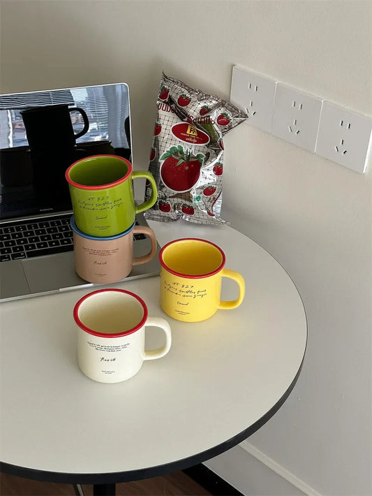 Korean Blogger's Contrasting Coffee Cup Breakfast Water Cup 300ml  Mugs Coffee Cups