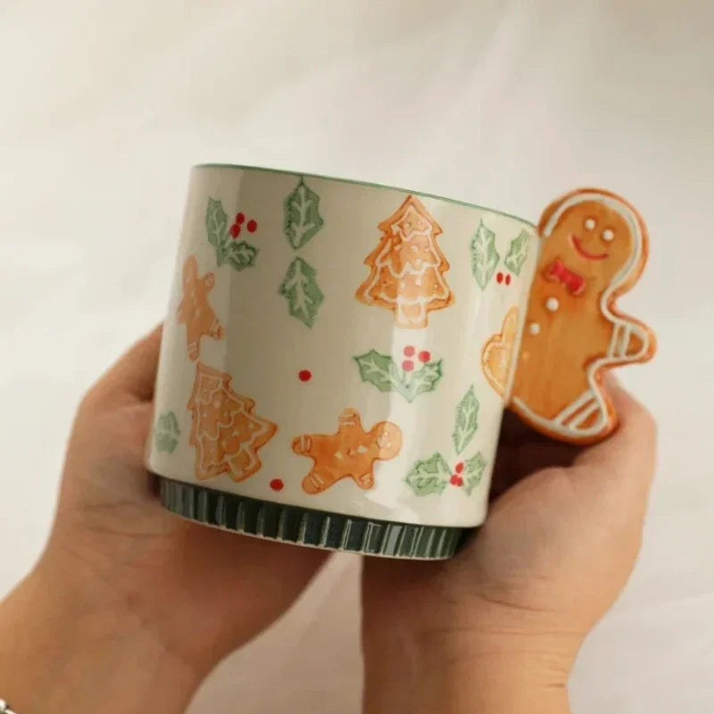 Christmas Hand-painted Gingerbread Man Ceramic Mug  Coffee Mug Mugs Coffee Cups