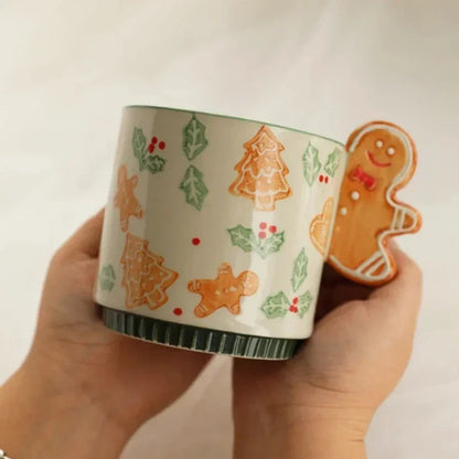 Christmas Hand-painted Gingerbread Man Ceramic Mug  Coffee Mug Mugs Coffee Cups