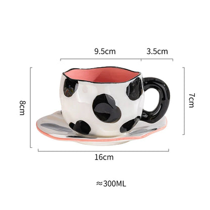 Creative Ceramic mug Hand-painted Flower Clouds Coffee Cup with Saucer Irregular Handmade Cup Breakfast Milk Tea Cups Gift Set