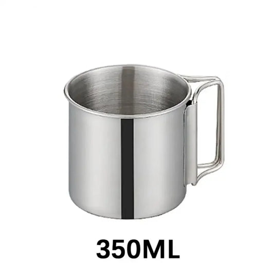 250/350/500ML  Camping Cup Portable Carabiner S Outdoor Water  Mug with Foldable Handle Kitchen DrinkwareStainless Steel