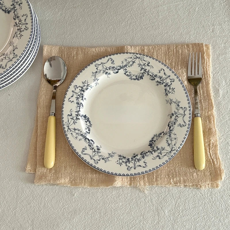 Retro Chinese Style Blue and White Floral Ceramic Coffee Cups Plates Afternoon Tea Utensils Latte Cups