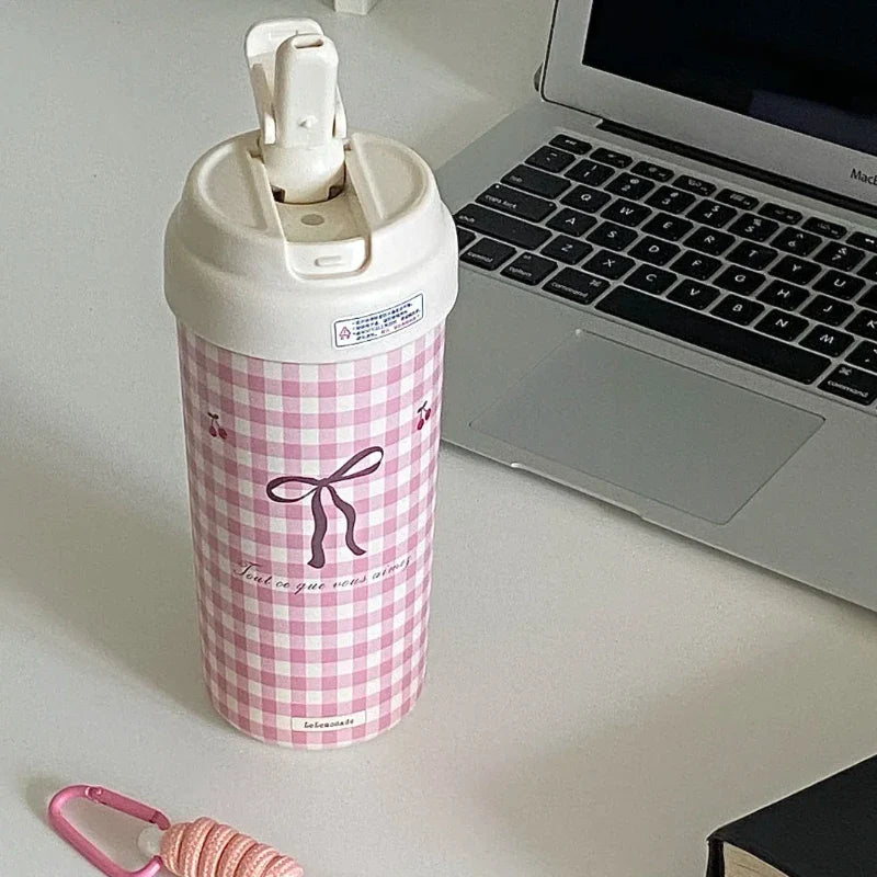 Butterfly Knot Style Collection: Insulated Cup Large Capacity Portable Straw Cold Insulation Portable Accompanying Coffee Cup