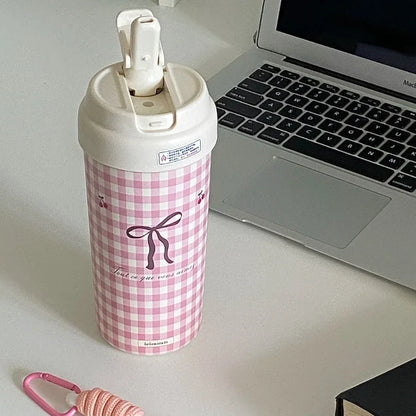 Butterfly Knot Style Collection: Insulated Cup Large Capacity Portable Straw Cold Insulation Portable Accompanying Coffee Cup