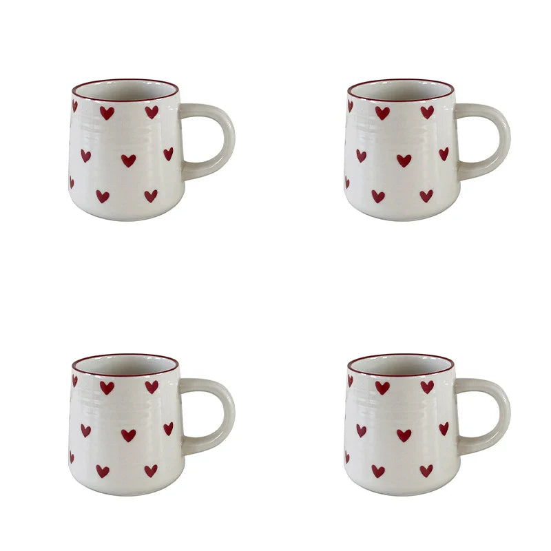 2/4/6Pcs Love Ceramic Mug, Cute Little Love Ceramic Mug Coffee Cup Drinking Cup for Home Drinking, Afternoon Tea Drinking, Office Drinking, Coffee Shop Latte Art, Souvenir, Valentine's Day Holiday Gift, Birthday Gift
