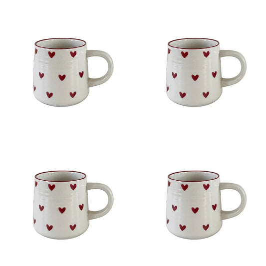 2/4/6Pcs Love Ceramic Mug, Cute Little Love Ceramic Mug Coffee Cup Drinking Cup for Home Drinking, Afternoon Tea Drinking, Office Drinking, Coffee Shop Latte Art, Souvenir, Valentine's Day Holiday Gift, Birthday Gift