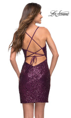 La Femme Backless Short Sequin Party Dress
